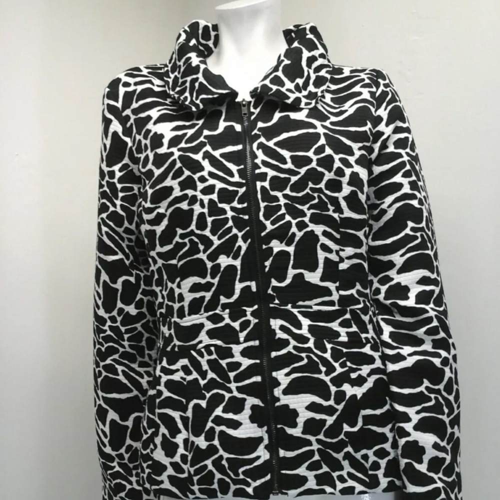 Zoe D Women's Black White Zip Up Jacket Size S